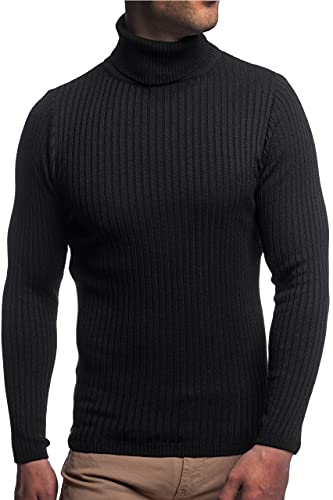 Karl's people Herren Feinstrick Rollkragenpullover in verschieden Farben K-107, Größe M, Farbe Black