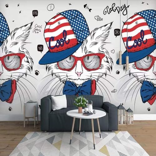 Tierkatzen 3D Tapete Poster Restaurant Schlafzimmer Wohnzimmer Sofa TV Dekorative Wand-200cm×140cm