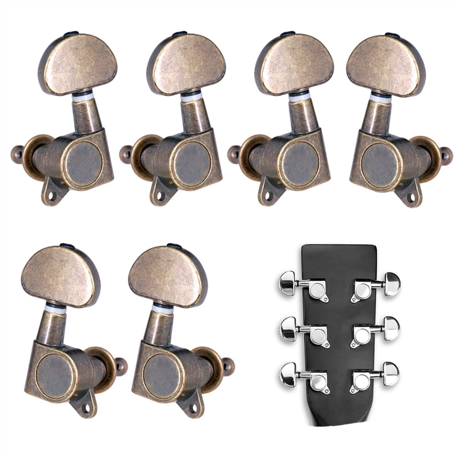 6 Stücke Geschlossene Gitarre-Tuning-Pegs String-Tuner-Maschinenköpfe Knöpfe Tuning-Tasten Für Folk Akustik/E-Gitarre Stimmwirbel Mechaniken (Color : Bronze)