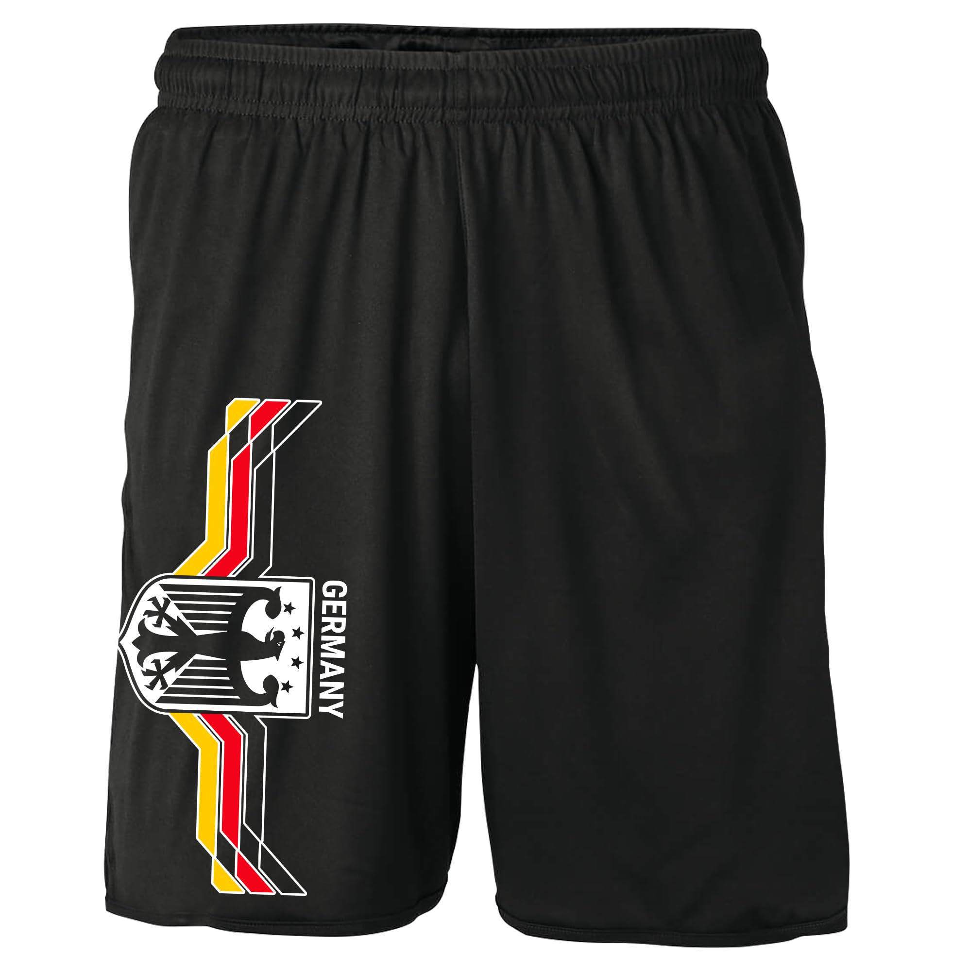 UGLYSHIRT Deutschland Shorts | Deutschland Hose Deutschland Fanartikel EM 2024 Germany Fußball Deutschland Kurze Hose WM Flagge | M6 Schwarz (S)