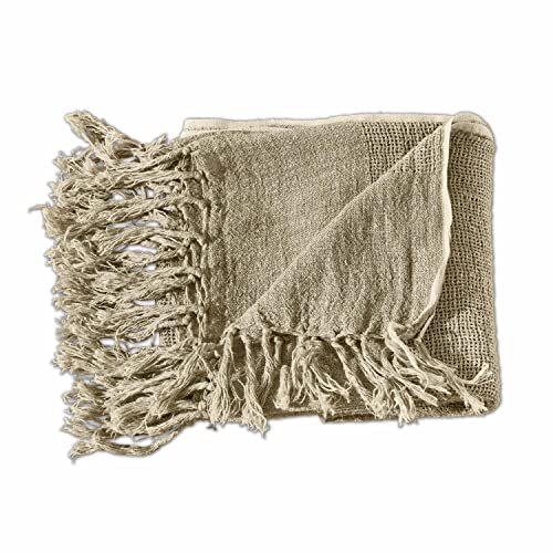 Loberon® Plaid Tirrases, Leinen, H/B ca. 170/130 cm, beige