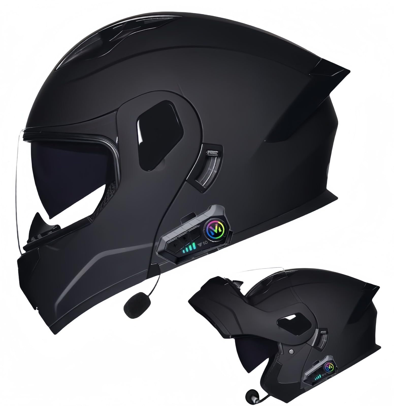 Modulare Bluetooth-Motorradhelme, ECE-Zugelassener Dual-Visier-Motorradhelm, Integriertes Dual-Lautsprecher-Mikrofon, Für Erwachsene, Männer, Frauen D,XL59-60CM