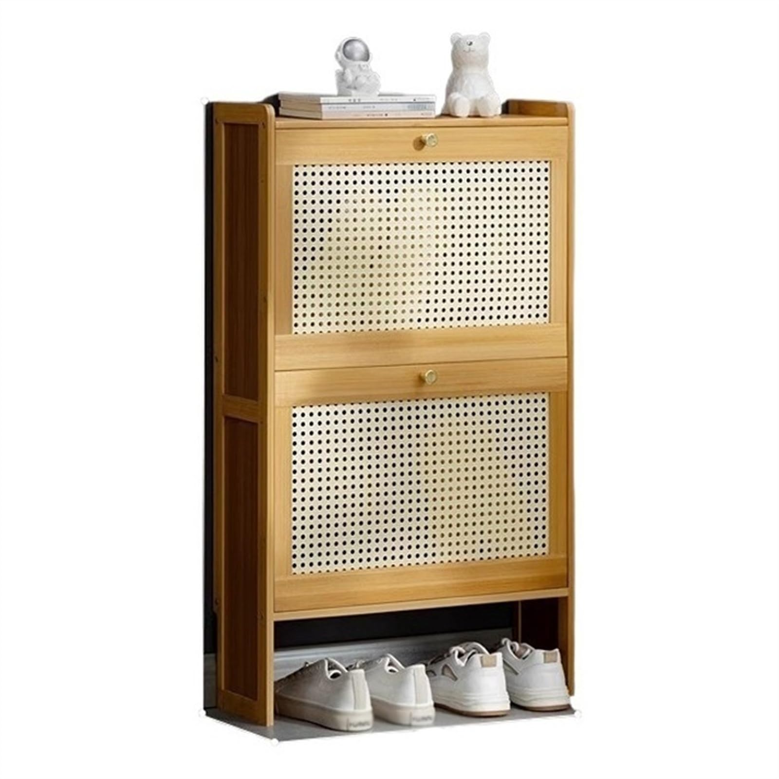 Schuhregal, schmaler Schuhschrank für den Eingangsbereich, Bambus-Schuh-Organizer mit Klappschubladen, freistehender Schuhschrank für Schrank, Flur, Schlafzimmer-Schuhschrank (A 50 x 17 x 87 cm)