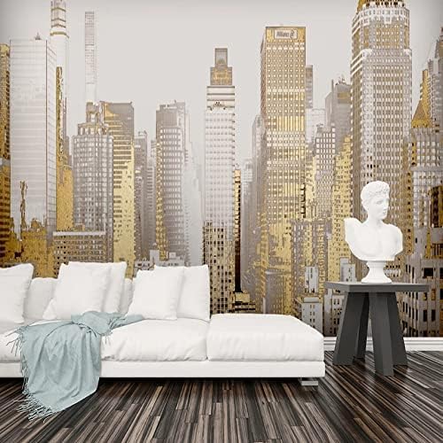 XLMING Urbane Stadt Architektur Abstrakt Gold 3D Tapete Home Dekoration Wohnzimmer Sofa Schlafzimmer Tv Hintergrund Wand-150cm×105cm