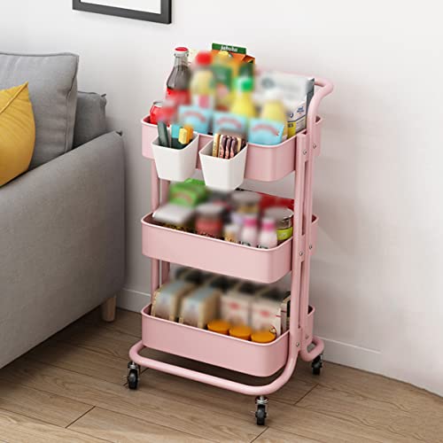 YTGDBDG Rollwagen mit 3 Ebenen, Küchen-Organizer-Trolley, multifunktionaler Allzweckwagen mit Griff, mobiler Trolley-Aufbewahrungs-Organizer, Party-Servierwagen, Snackwagen