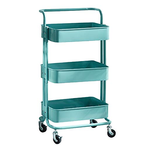 LASTRAN Trolley 3 Tier Metall Rolling Utility Organizer Rack Tower Rack Servierwagen für Badezimmer Küche Lagerung Trolley Wagen Geeignet für Küche Badezimmer Waschküche