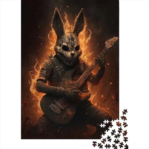 1000 Teile für Erwachsene Schwierige Puzzles Flaming Bunny Guitar Holzpuzzle Puzzles für Erwachsene Holzpuzzles für Erwachsene Teenager (Size : 75x50cm)