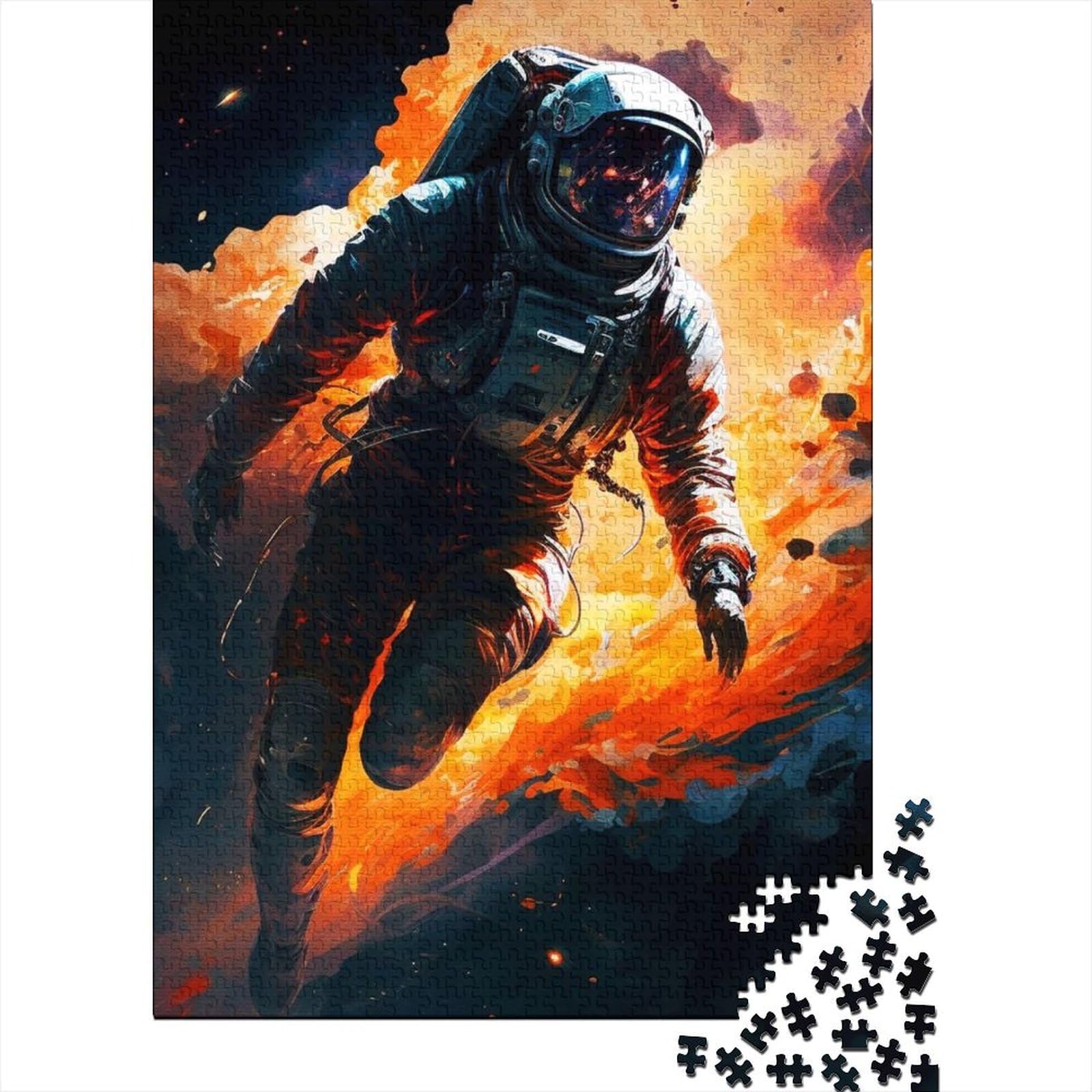 Malerei Astronautenkunst Puzzle für Erwachsene 1000 Teile Holzpuzzle für Erwachsene Teenager Puzzle für Erwachsene Lernspiel Herausforderungsspielzeug 75x50cm