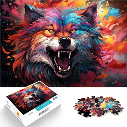 Puzzle für Puzzle Fantasy, bunte Wolfskunst, 1000 große Teile, Puzzle für Erwachsene, Holzpuzzle, Heimdekoration, Puzzle 1000 Teile (50 x 75 cm)