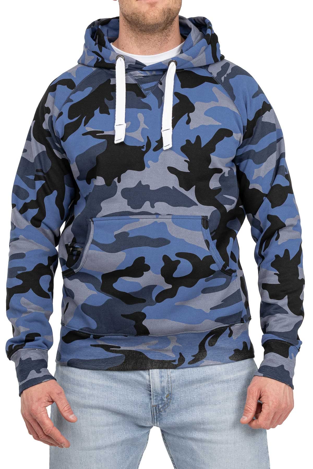 Happy Clothing Herren Pullover Camouflage Hoodie Blau Kapuzenpullover Pulli mit Kapuze, Größe:S, Farbe:Blau