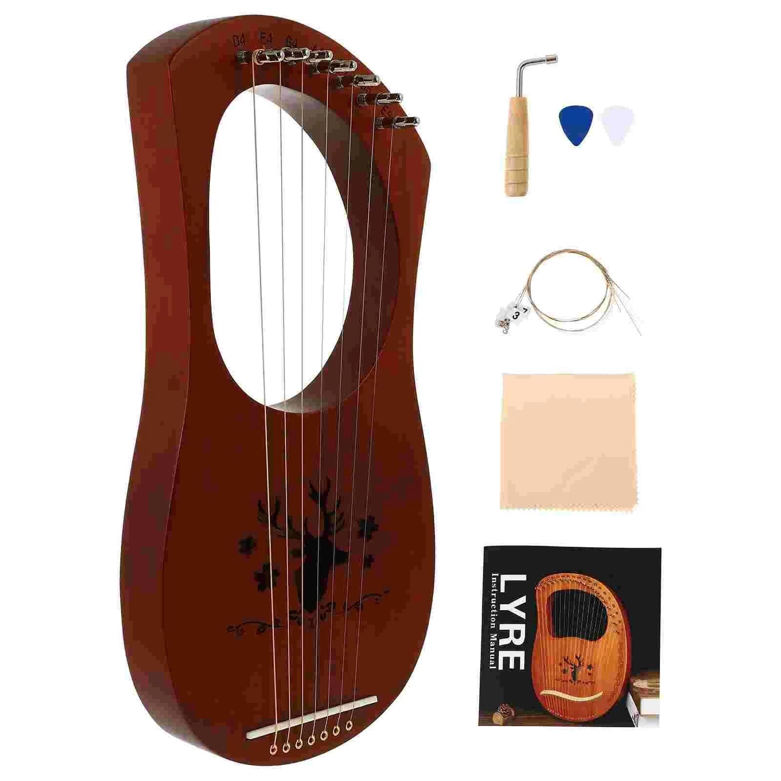 Mini-Musikinstrument-Ornamente 7-Ton-Leier bastelt klassisches niedliches Mini-kreatives einzigartiges Schmuckzubehör Musikinstrument tragbares Miniaturmodell