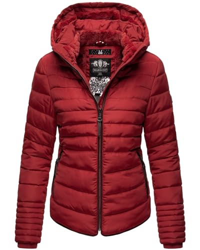 Marikoo Damen Winter Jacke Steppjacke Stehkragen Teddyfell warm gefüttert B354 (S, Gelb ohne Kapuze)