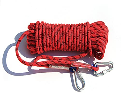 QHY Kletterseil, 20 mm, hohe Festigkeit, Outdoor, Sicherheit, statisches Kletterseil, Mehrzweckseile, Feuerrettung, Fallschirm, Eiskletterausrüstung, Seil (Farbe: Rot, Größe: 20 m x 20 mm)