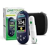 OneTouch Ultra Plus Reflect Messgerät in mg/dL: Set zur Blutzucker-Kontrolle mit 1 Messgerät + 10 Teststreifen + 1 Lanzettengerät + 10 Lanzetten im Etui (inkl. Batterien)