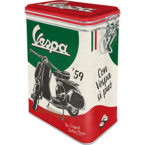 Nostalgic-Art Retro Kaffeedose, 1,3 l, Vespa – The Italian Classic – Geschenk-Idee für Roller-Fans, Blech-Dose mit Aromadeckel, Vintage Design