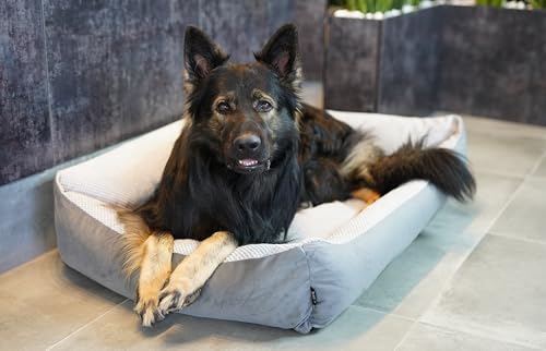 E-dogbed TEO Hundebett modischen Textur by Hundekorb Tierkissen Hundesofa Hundeliege Hundekissen Hundekörbchen Schlafplatz Farbe und Größe wählbar von M bis XXL (100x80, Grau)