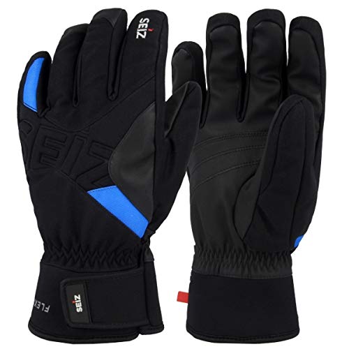 SEIZ Flexible Handschuhe Erwachsene, Schwarz/Blau, 9.5