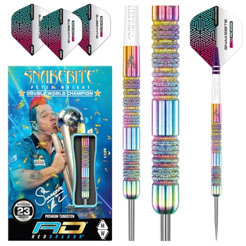 RED DRAGON Peter Snakebite Wright Diamond Fusion Spectron SE 23 Gramm Premium Wolfram Steeltip Dart Set mit Flüge und Schäften