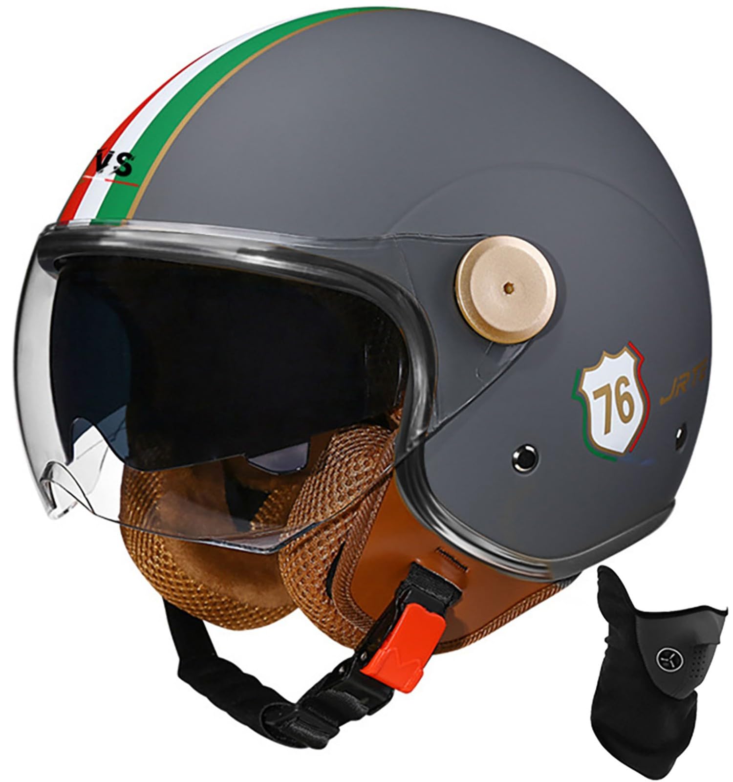 Offener Helm, Motorrad-Halbhelm, DOT/ECE-Zugelassener Motorrad-Sturzhelm Mit Sonnenblende, Retro-Vintage-Stil, Motorrad-Vespa-Jet-Helm Für Kinder, Jugendliche, Männer Und Frauen 258,XL 60-61cm