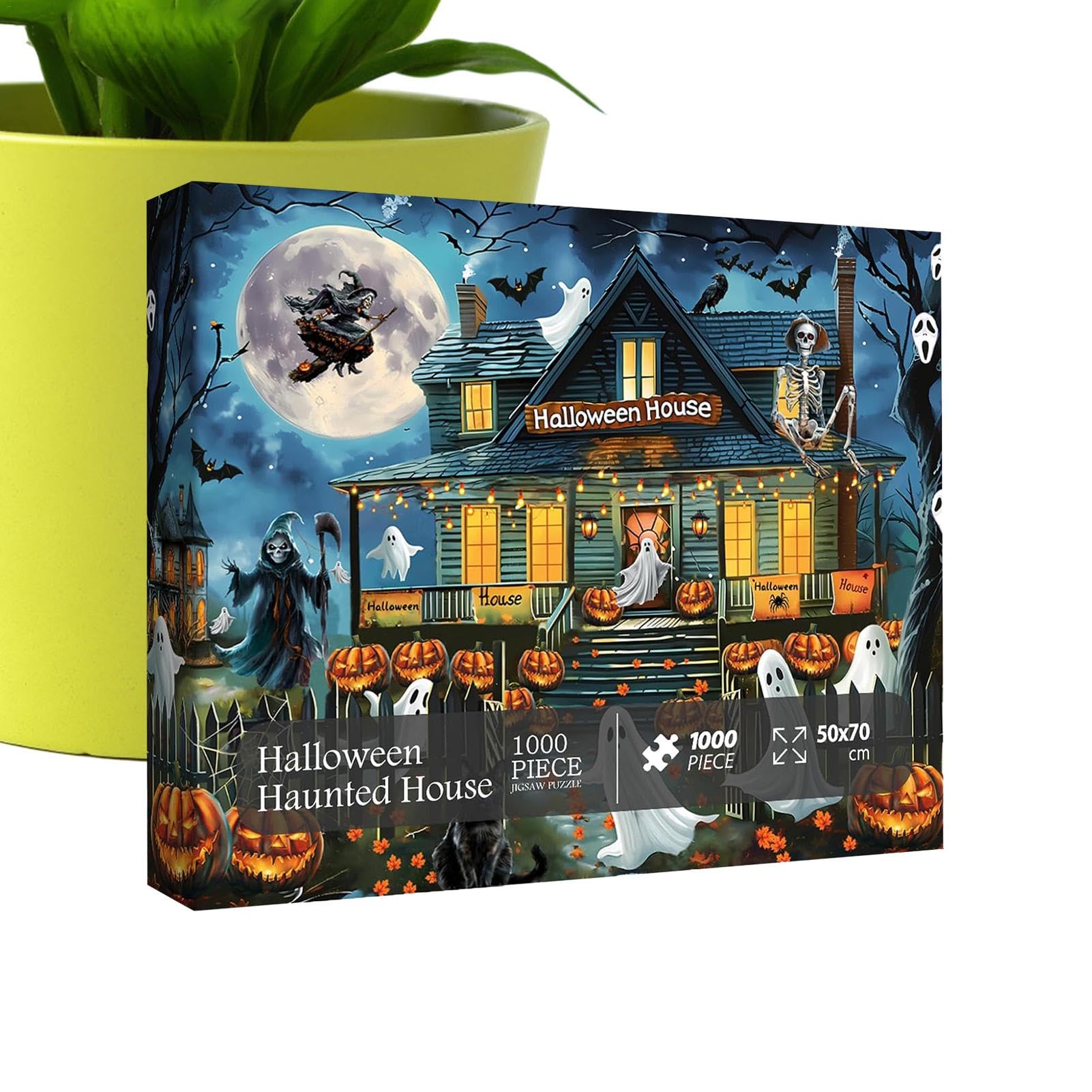 Halloween-Puzzles – praktische 1000-teilige Puzzles – Brettspiel für Familienspielabende, Heimdekoration, Herbstpuzzle, interaktive Denksportaufgabe