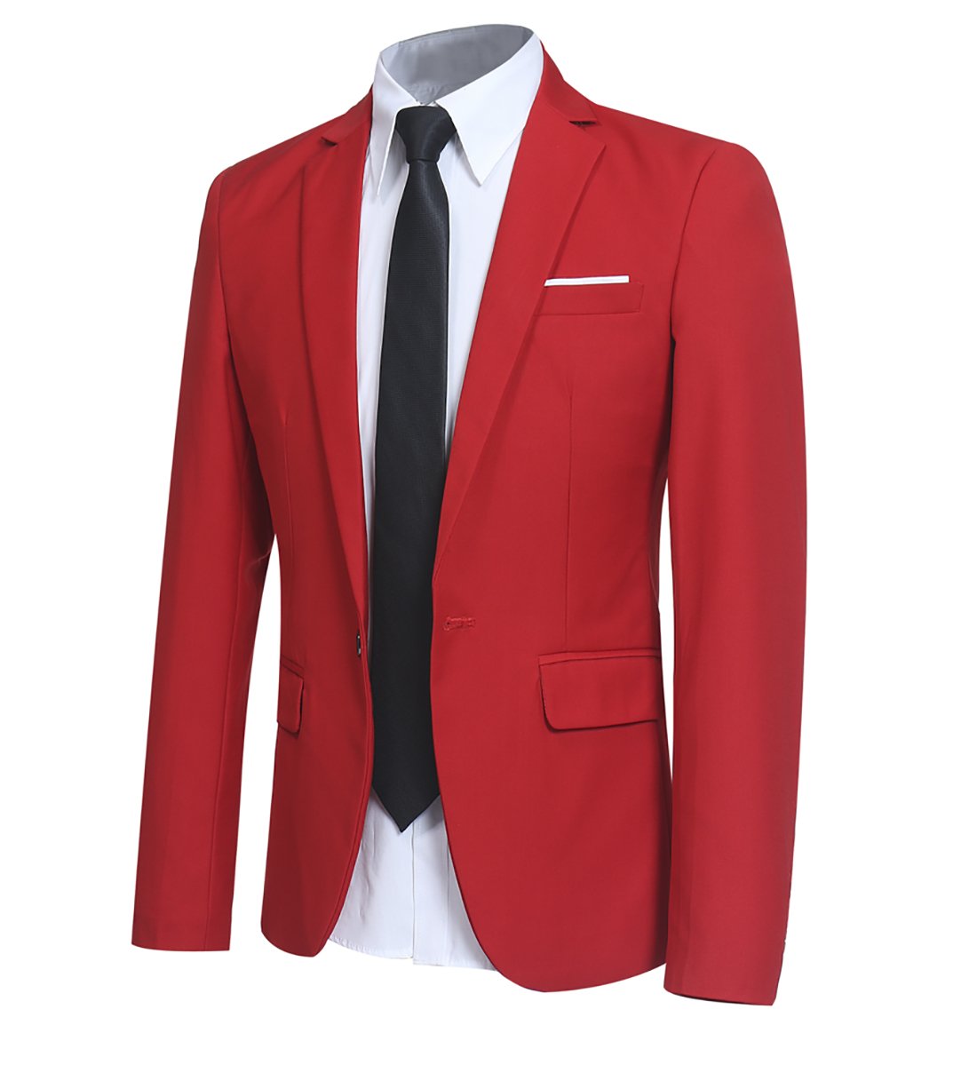 Allthemen Sakko Herren Slim Fit Sportlich Anzugjacke Herren Blazer für Business Hochzeit Freizeit Rot S