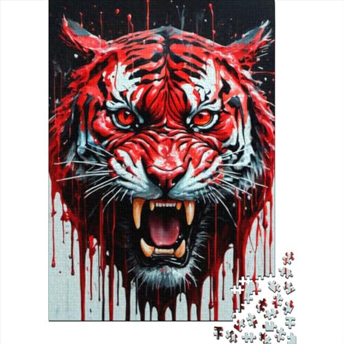 Puzzle für Erwachsene, 1000 Teile, tropfende Farbe, Tiger-Kunst, Puzzles für Erwachsene und Teenager, ganze Familie und die 29,53 x 19,69 Zoll