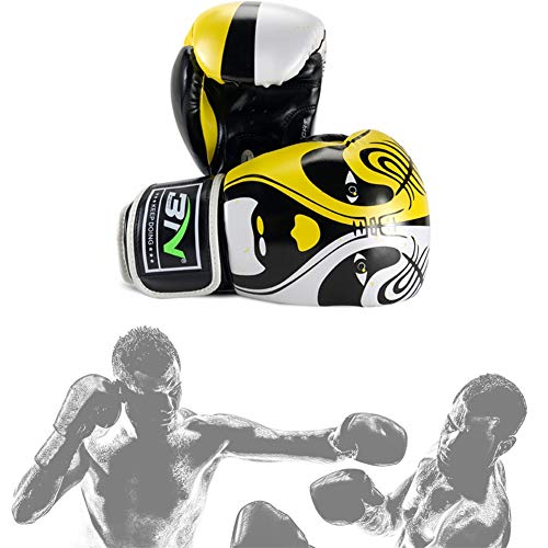 Box Handschuh Herren Boxhandschuhe Schlaghandschuhe PU Leder Boxhandschuhe Boxsackhandschuhe Trainingsboxhandschuhe Boxtrainingshandschuhe Yellow,12oz