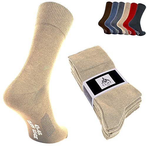 Cliff Edge Premium Business-Socken aus gekämmter Baumwolle zum Arbeiten für Herren und Damen (39-42, 10x Beige)