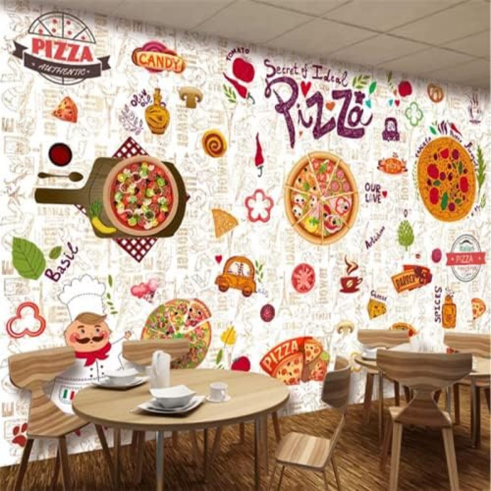 XLMING Western Restaurant Pizza Malerei Hamburger Shop Milch Tee Shop Cafe Wand 3D Tapete Wohnzimmer Sofa Schlafzimmer Esszimmer Home Dekoration Wand-150cm×105cm