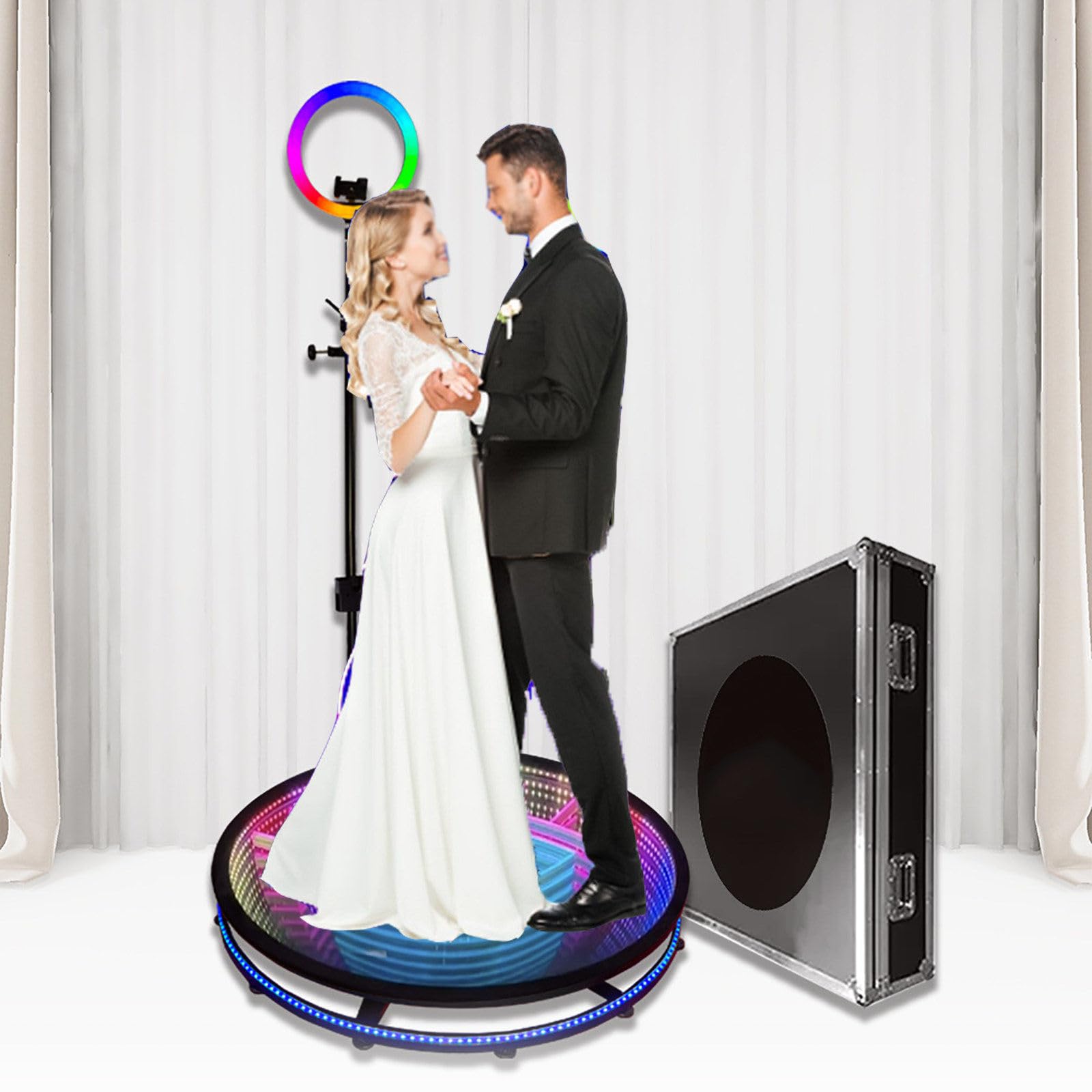 JMbpkduHs 360-Grad-Fotokabine Mit Software Für Partys, 360-Grad-Zeitlupen-Fotokabine Für 1–6 Personen, LED-Fülllicht, Kostenloses Individuelles Logo, Steuerung per Fernbedienung Oder App,80CM