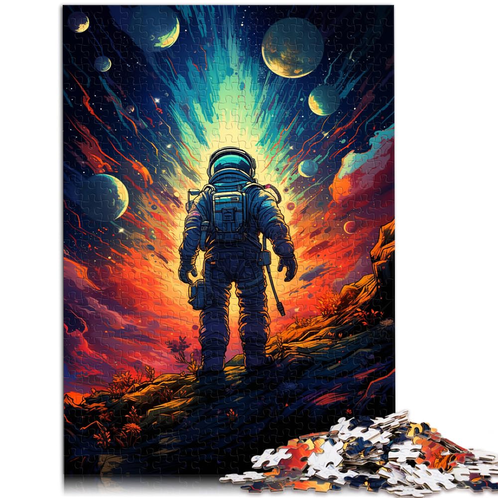 Puzzles, Geschenke, Spielzeug, farbenfrohes psychedelisches Astronauten-Puzzle für Erwachsene, 1000-teiliges Holzpuzzle als Geschenk für die ganze Familie, 1000 Teile (50 x 75 cm)