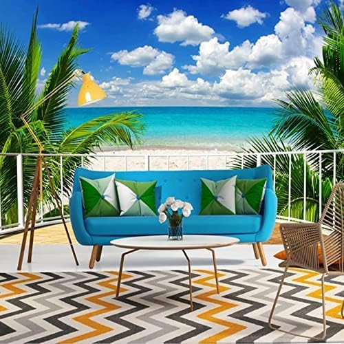 XLMING Meerblick Balkon Natur 3D Tapete Home Dekoration Wohnzimmer Sofa Schlafzimmer Tv Hintergrund Wand-200cm×140cm