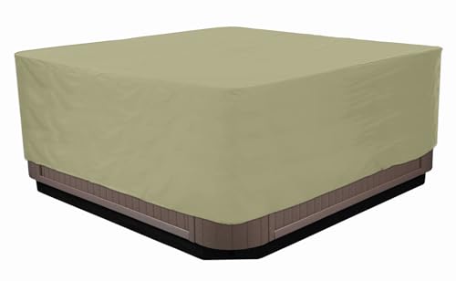 BaCover Outdoor Whirlpool-Abdeckung, 210D Oxford-Gewebe Wasserdicht Spa Staubschutz Poolabdeckung Quadratische,Beige,240x240x85cm