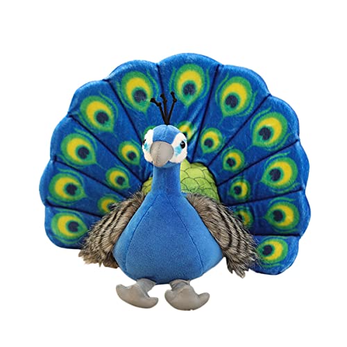 DANAIM Gefüllte Pfauentiere, 30,5 cm Pfauen-Plüschtier, Niedliche Vogelpuppen, Dekoration, Geschenke, Kissen, Geburtstagsgeschenk, Heimdekoration(Blue)