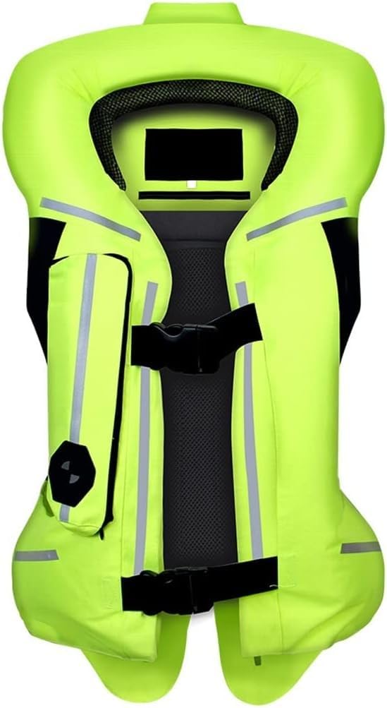 Aufblasbare Airbagweste, Damen Motorrad Airbag Weste, Leichte Airbagweste Radfahren Warnweste Airbag Weste Für Motorräder，Schutzkleidung Faltbarer Radweste，Motorrad Mit Nacken-Heckairbag B,XL