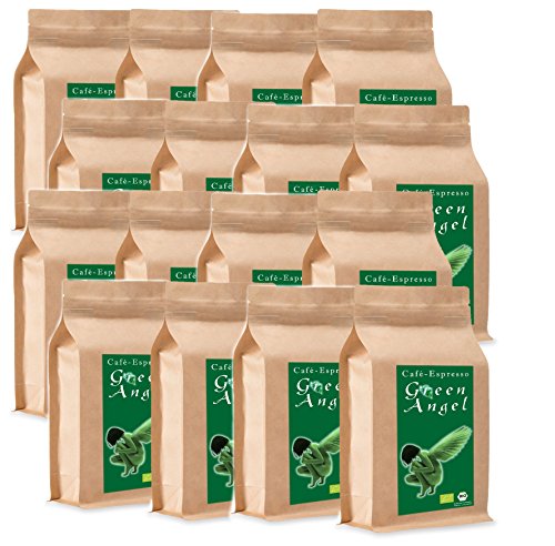 C&T Bio Espresso / Cafe Kaffeebohnen "Green Angel" 100 % Arabica (Ganze Bohnen , 16 x 1000 g)- Gastropack Sparpack