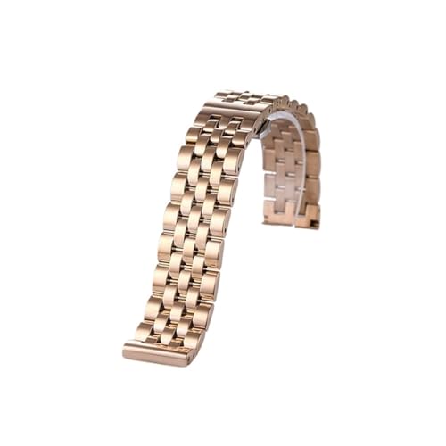 THBGTCNQ Flaches, gebogenes Endband, geeignet for herkömmliche 18–26 mm Uhrenarmbänder aus Edelstahl, Ersatzband(Rose Gold,22mm)