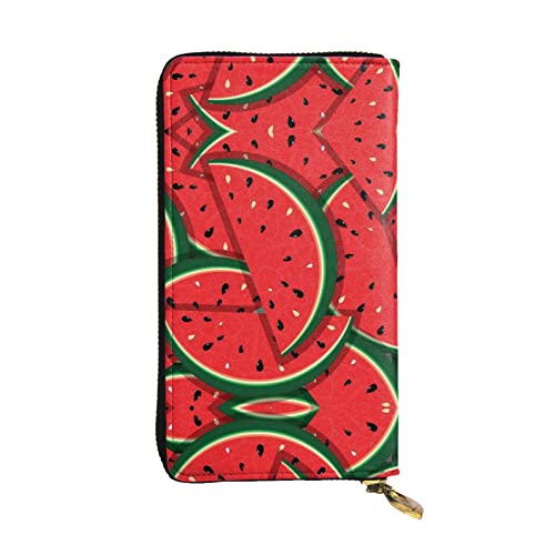 DMORJ Rote Wassermelone Leder Lange Clutch-Brieftasche: 19 x 10 cm, bequem, leicht, wasserdicht, langlebig, schönes Geschenk, Schwarz, Einheitsgröße, Schwarz , Einheitsgröße