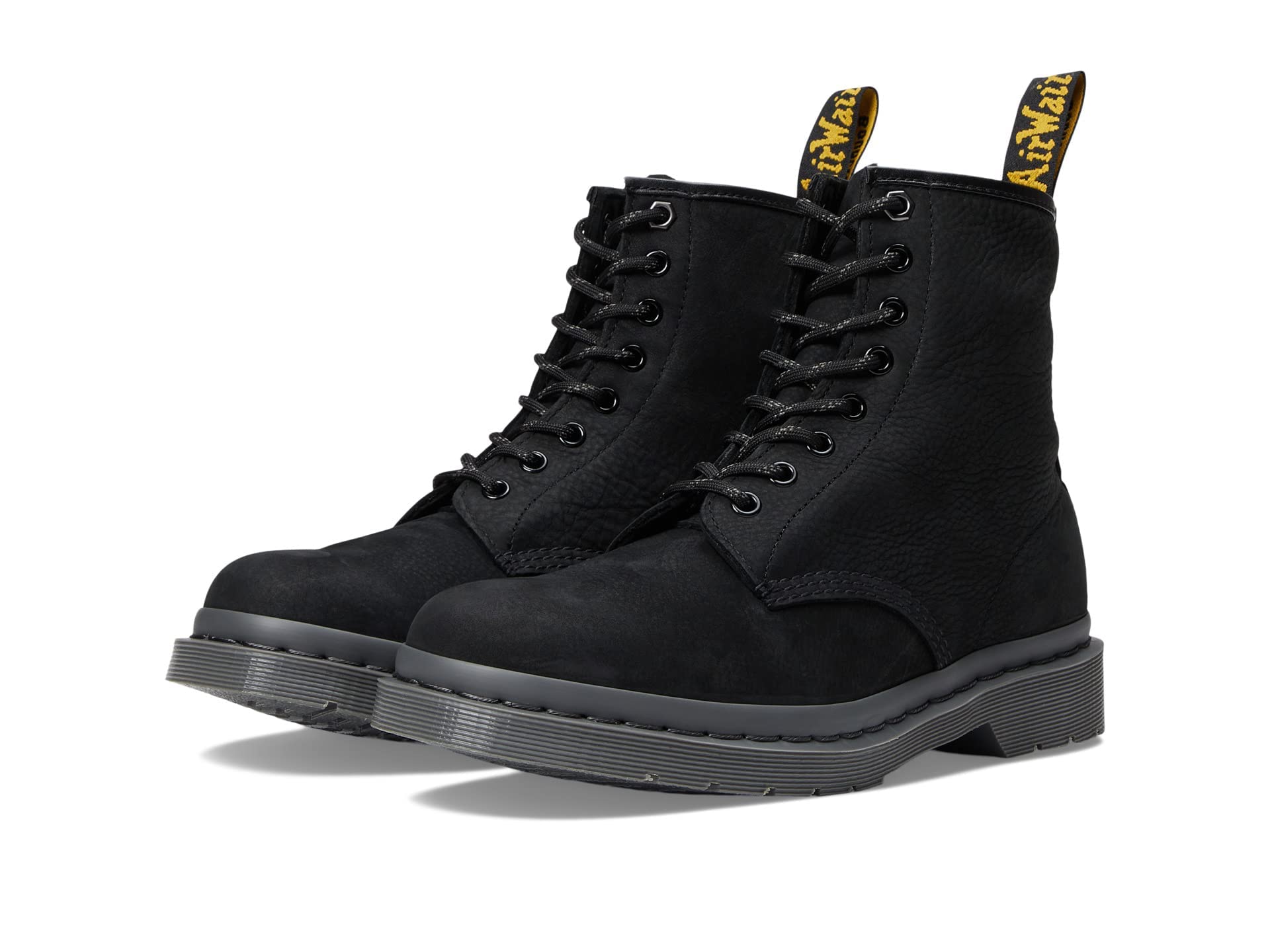 Dr. Martens Herren Boot met 8 oogjes Amphibians, Black Milled Nubuck Wp, 37 EU