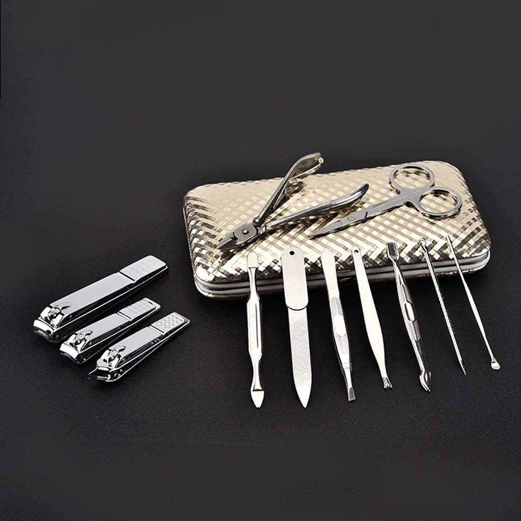 VSULZVNU 10 Stück/Set Maniküre Pediküre Clippers Kit Nagelpflege Set Cutter Nagelhautknipser Kit Etui Nagelknipser Set