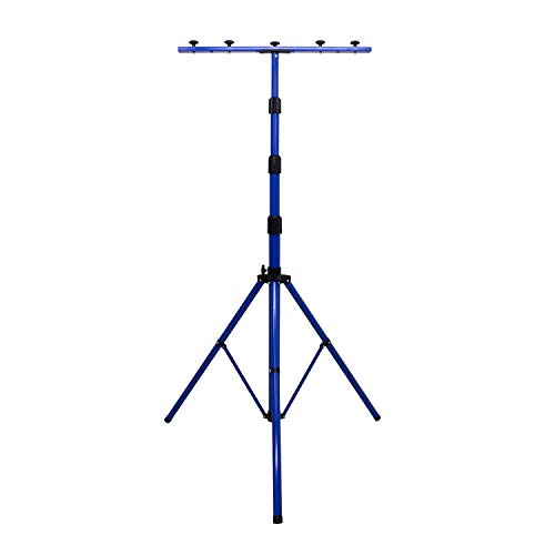 as - Schwabe Profi XL Stativ für LED-Strahler / Halogen-Strahler - Stativ mit Universaltraverse geeignet zur Halterung von Baustrahlern und Leuchten I Höhenverstellbar bis 4,00 m - Blau I 46751