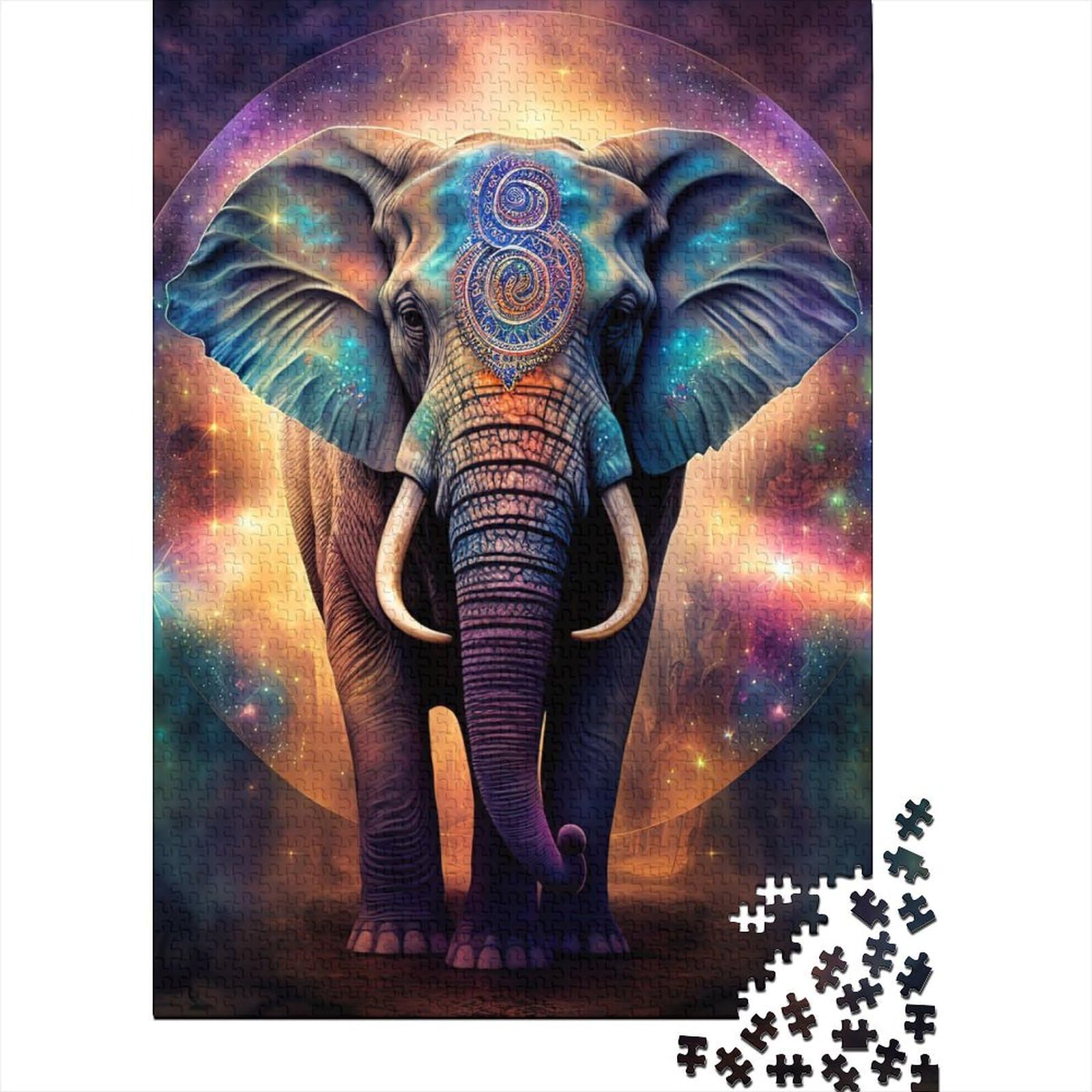 Elefant, buntes Tier-Holzpuzzle, Puzzle für Erwachsene, 1000 Teile, Puzzle für Erwachsene, Teenager, Spielspielzeug für Erwachsene, Familienpuzzle, Geschenk, 75 x 50 cm