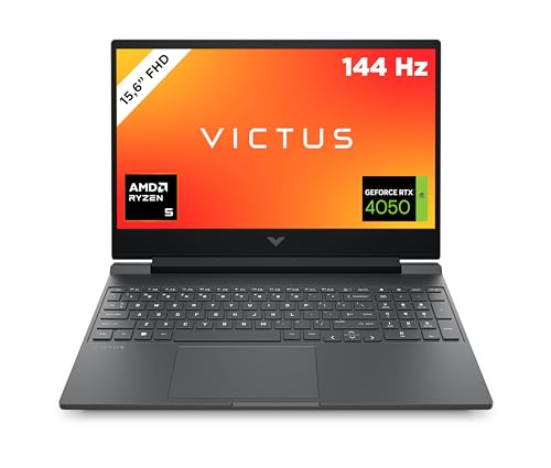 HP VICTUS Gaming Laptop, 15,6" FHD Display 144Hz, AMD Ryzen 5 8640H, 16 GB DDR5 RAM, 512 GB SSD, NVIDIA GeForce RTX 4050 (6GB), QWERTZ, Windows 11, Schwarz