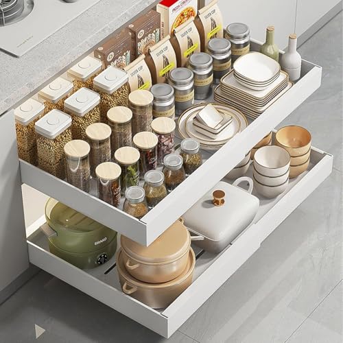 Teleskopschublade, ausziehbarer Schrank-Organizer, ausziehbare Küchenschublade aus Kohlenstoffstahl, kein Bohren und Nageln erforderlich, 68 * 42 * 7,68 * 42 * 7