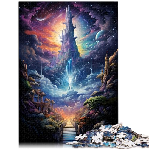 Puzzles, Geschenke, Spielzeuge, Farbenfrohes und psychedelisches Sternenhimmelschloss, 1000-teiliges Puzzle, Holzpuzzle mit passendem Poster und Wissensblatt, 1000 Teile (50 x 75 cm)