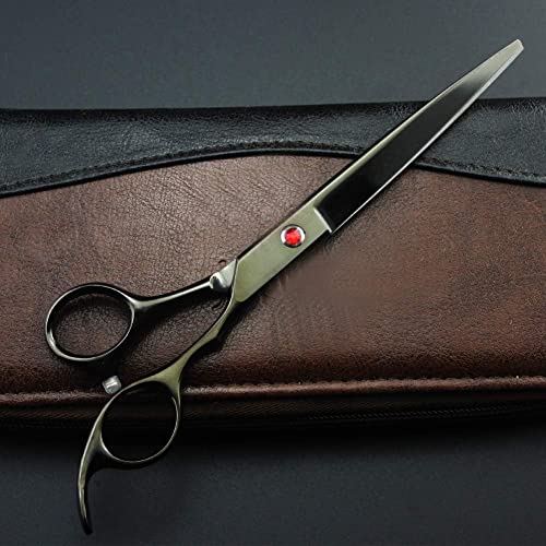 Friseurschere mit scharfer Klinge zum Haareschneiden, professionelles Haarscheren-Set, Friseurschere, Rasiermesser für den Salon, 17,8 cm, Schwarz, Zahnschnitt 16,5 cm