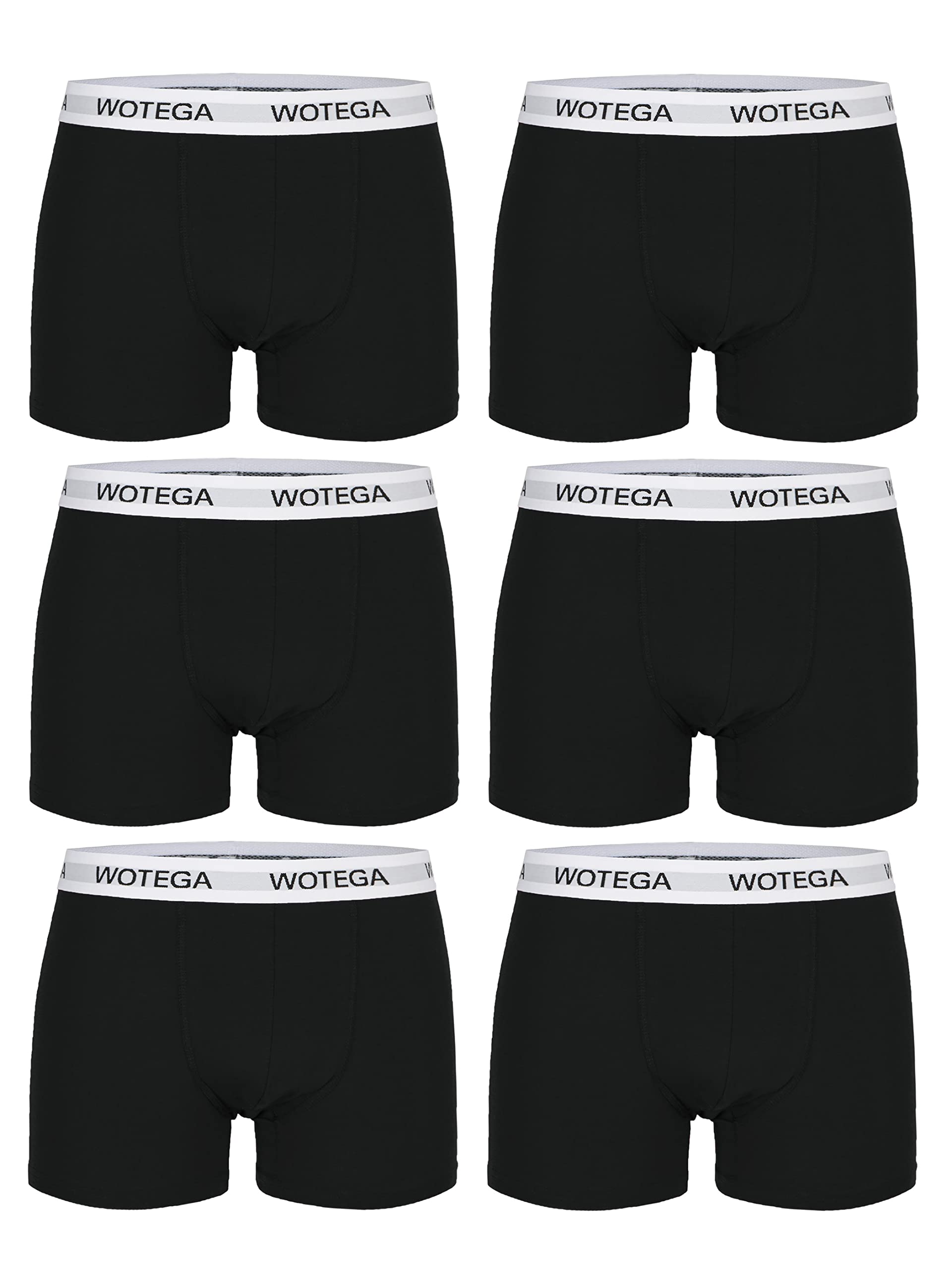 WOTEGA Joe - Unterwäsche Herren 6er Pack - Baumwoll Männer Boxershorts - Basic Unterhosen - Männerunterhosen, Schwarz (Black 194008), S