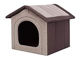 PillowPrim Hundehütte Hundehöhle Hundebett Hundehaus Katzenhöhle kleine S - 38x32 cm Cappuccino mit braun