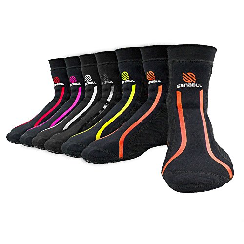 Sanabul Rutschfeste Socken für Damen und Herren, für MMA, Kickboxen, Wrestling, Pilates, Yoga, Orange/Abendrot im Zickzackmuster (Sunset Chevron), Large-X-Large