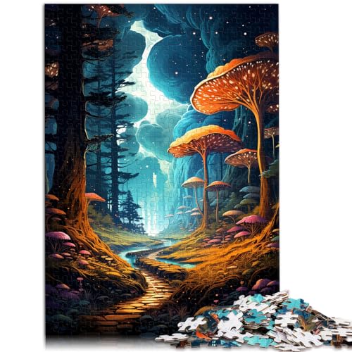 Puzzlespiel Bunter Psychedelischer Neonwald Puzzle für Erwachsene 1000 Teile Holzpuzzle Dekomprimierendes geistiges Lernspielzeug 1000 Teile (50 x 75 cm)